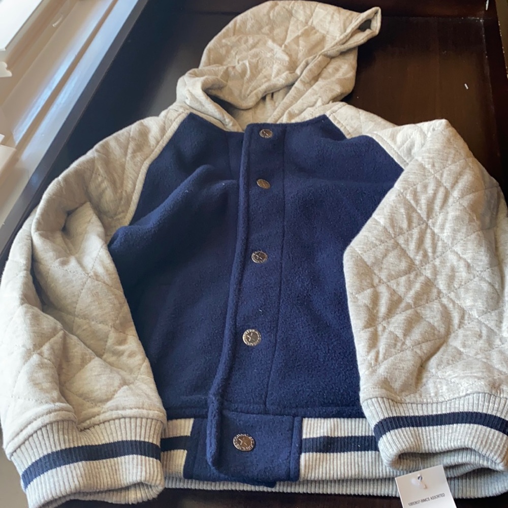 Boys hooded fleece Varsity style jacket